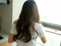 i peeked under my cute classmate's school skirt, took her home, and came on her adorable ass