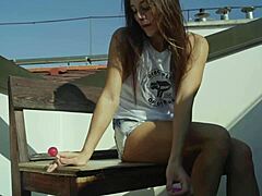 Dominika C stuffs LOLLIPOP in her slutty cunt for wild masturbation.