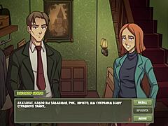 Blonde big tits teacher gives handjob and titty fuck to nerd student in classroom with licking and cumshot