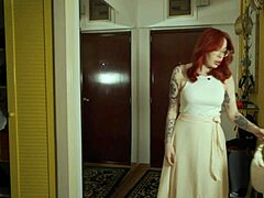 redhead step mom arrives for a quick visit and intense encounter
