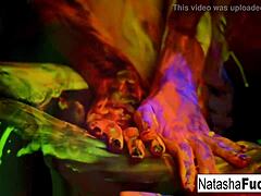 Busty Natasha Nice Shoots Fun Sexy Black Light Video