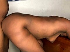 Ebony booty contrasts nice ass in super hot doggy style