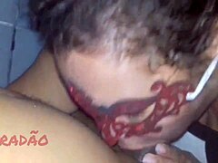 Socando deeply in the ass with cumshot in mouth, focusing on big tits and submissive Latina in lingerie for cuckold humiliation