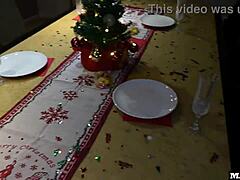 two beautiful christmas mothers blonde fucked in anal under the tree! and dp on a piano!