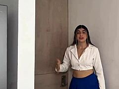 In the office, this guy fucks his latina secretary with creampie to punish her late arrivals.