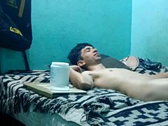 The massage offers half pleasure for a skinny boy in an intimate sensual session. He enjoys the relaxing touches fully.