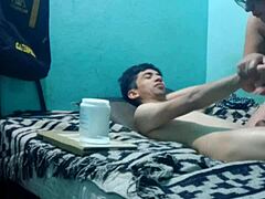 The massage offers half pleasure for a skinny boy in an intimate sensual session. He enjoys the relaxing touches fully.