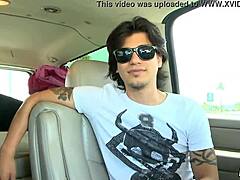 Cougar Gives Blowjob Sucking Young Dick In Back Of SUV Car