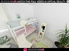 Blonde milka way rides cowgirl on big cock with shaved pussy moaning loud in passionate vr fuck