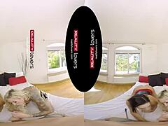 Blonde fetish milfs in heels and latex bend over for doggystyle threesome action