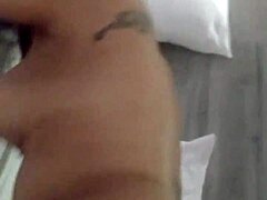 Amateur latina housewife rides in cowgirl during homemade session. She masturbates with pretty wet pussy for orgasm.