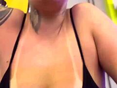 Gym neighbors stare at my wet pussy and perky tits nipples hard outside