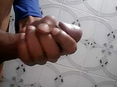 Shaved pussy throbs as i stroke it slow teasing every inch