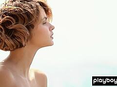 skinny ukrainian lilit ariel poses naked on rocks with shaved pussy