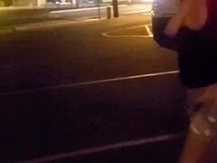 Party Flashing Leads Petite Blonde Wife to Outdoor Cock Sucking
