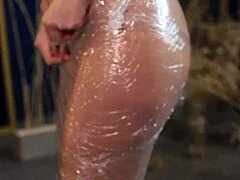 sexy teen model bares natural tits pussy in outdoor public casting interview