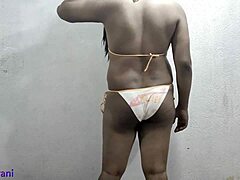 indian shemale crossdresses micro bikini horny solo 😈 big ass