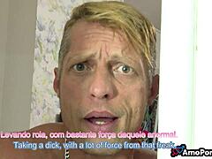 Hubby stares shocked while blonde takes monster BBC deep