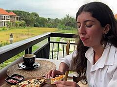 Cum-Faced Girl Swallows Load While Eating Pizza in Cafe