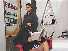 Abby seduces tutor to fill her tiny shaved pussy