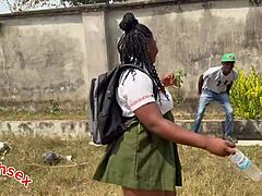 Chubby Student Takes Monster Cock Doggy in Ruins