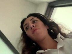 Cum-Faced Girl Swallows Load While Eating Pizza in Cafe