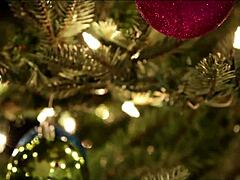 Desperate cougar stepmom chokes on son's monster cock then rides for christmas creampie pov