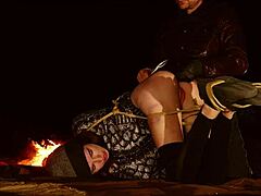 brooke johnson tied in desert for first anal training and paddling