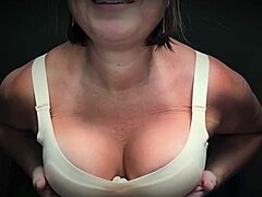 chubby cougar's huge saggy tits bounce wildly