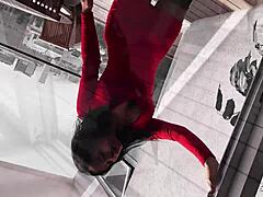 Tanned Latina Model's Long Nipples Bounce In Risky Balcony Fuck With Old Tourist