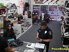 shop owner punishes stealing slut with blowjob pussy fuck backstage