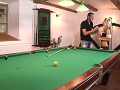 naughty stepmom sabrina blond rides cock on pool table