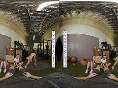 Kyler Quinn and Paige Owens tag team gym stud in wild foursome