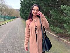 Angela the sexy milf queen gets pounded by two stallions in lingerie