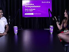 morena safada gets her pussy sucked after weird client vid talk, loves risky fucks on sheer red