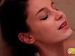 😘 hotel bath lesbians brunette redhead kiss lick big natural tits pussy so hot!! 💦