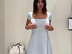 wanna see my curvy tits bounce in public changing room orgasm??