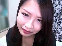 Shy beauty OL gets picked up for shaved blowjob