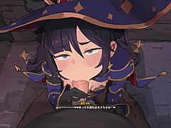genshin mona gives erotic japanese hentai browjob