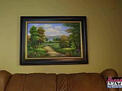 mature classy brunette reagan strips teasingly then deepthroats cock before bending over for doggystyle