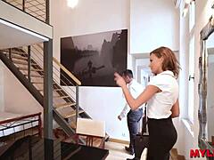 damn this lustful milf rides cock hard in socks n stockings for new apartment 😈🍑