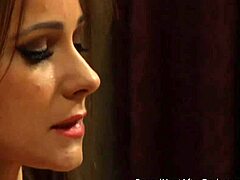 Sensual Dom Mistress Fingers and Kisses Bound Lesbian Slave