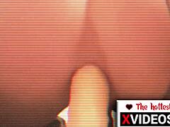 Trans Girl Rides Deep Dildo Anal Toy Closeup Till Explosive Cum