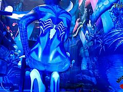 Seductive Spiderbabe Teases in Sexy Halloween Costume