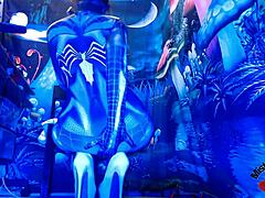 Seductive Spiderbabe Teases in Sexy Halloween Costume