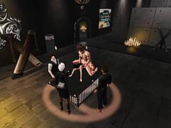 bdsm slut's wet tattooed pussy bound