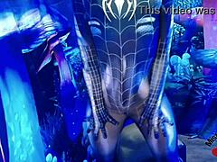 Seductive Spiderbabe Teases in Sexy Halloween Costume