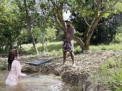 Albina's Outdoor Bareback Fuck with Stranger's Huge Cock