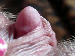 woman's huge clit throbs to squirting orgasm closeup