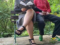 stepmom flashes saggy tits outdoors to help exam prep